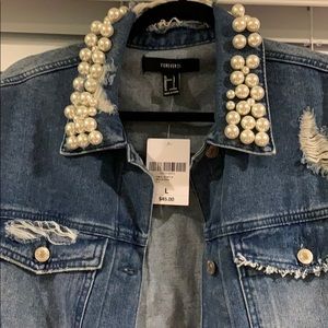 Forever 21 jean jacket. Very beautiful with pearls